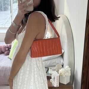 Vintage orange faux crocodile shoulder bag